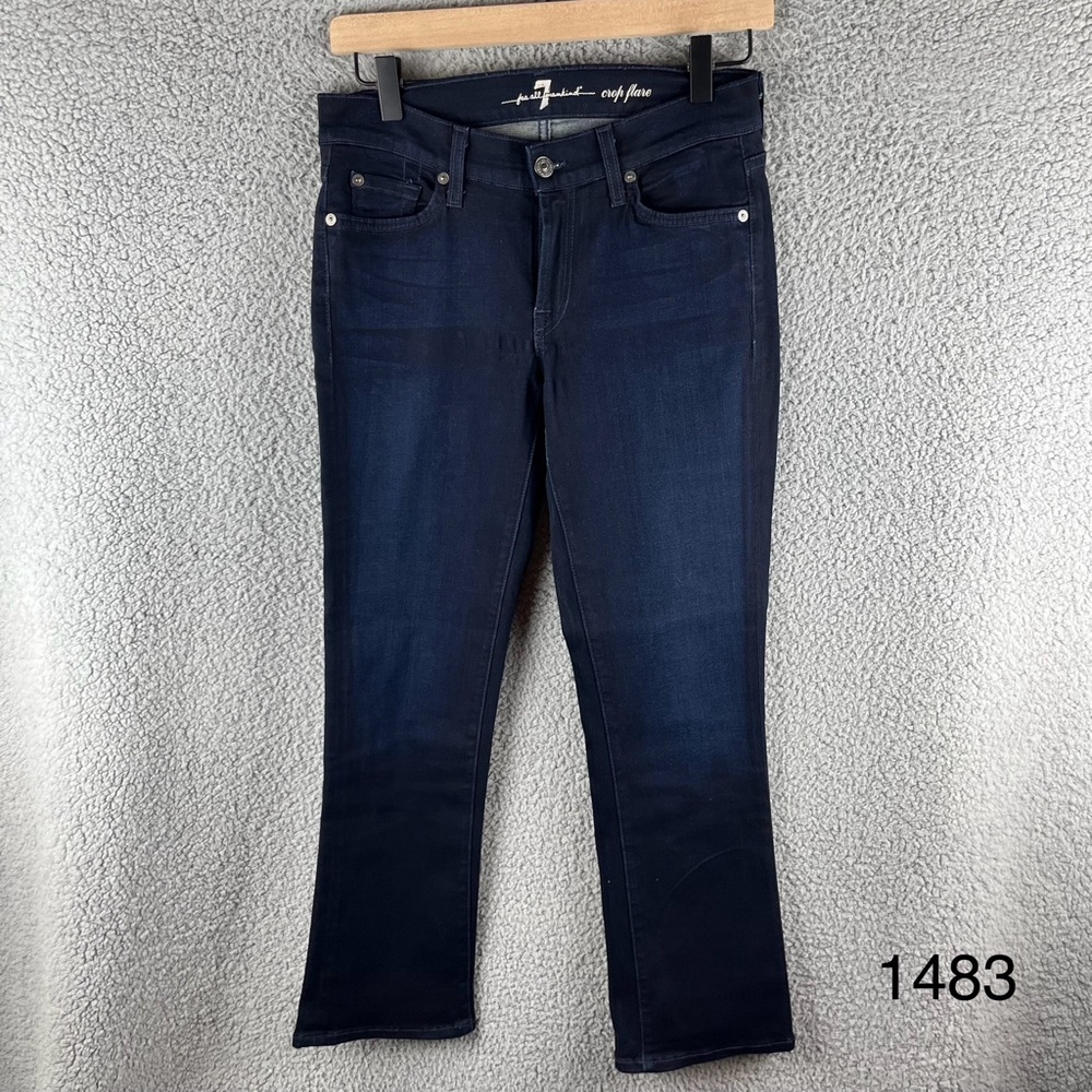 7 For All Mankind Women’s Size‎ 28 Dark Wash Crop Flare Blue Jeans Made in USA